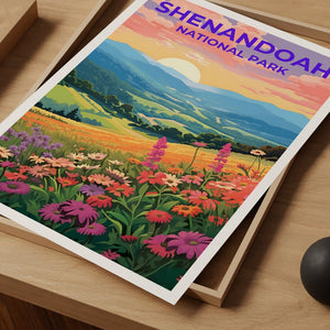 Affiche de voyage de Shenandoah, art mural de Virginie, impression de Virginie, affiche de Shenandoah, affiche de fleurs, affiche de nature, art de Shenandoah