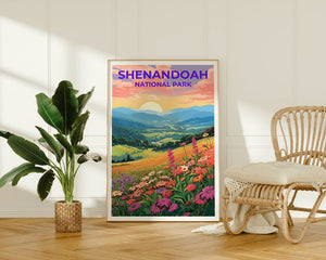 Affiche de voyage de Shenandoah, art mural de Virginie, impression de Virginie, affiche de Shenandoah, affiche de fleurs, affiche de nature, art de Shenandoah