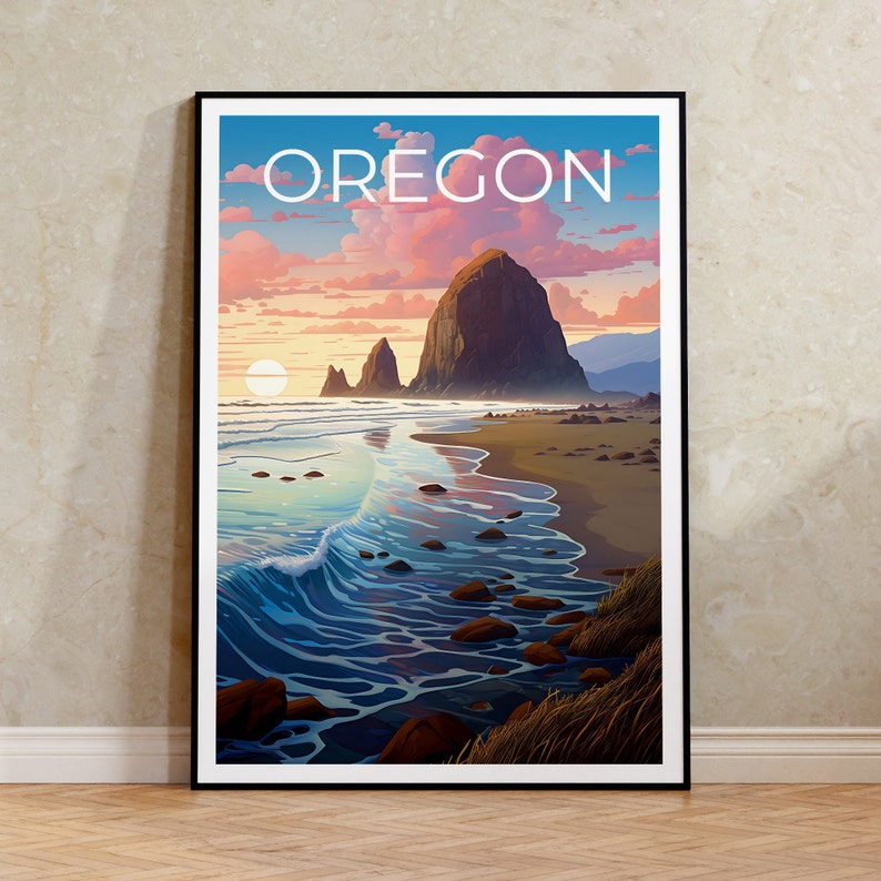 Oregon Travel Poster, Coast Wall Art, Coast Print, Oregon Poster, Coast Poster, Oregon Print, Oregon Art