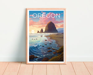 Oregon Travel Poster, Coast Wall Art, Coast Print, Oregon Poster, Coast Poster, Oregon Print, Oregon Art