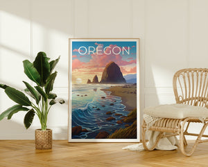 Oregon Travel Poster, Coast Wall Art, Coast Print, Oregon Poster, Coast Poster, Oregon Print, Oregon Art