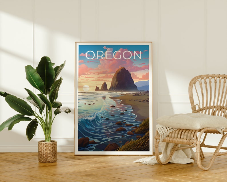 Oregon Travel Poster, Coast Wall Art, Coast Print, Oregon Poster, Coast Poster, Oregon Print, Oregon Art