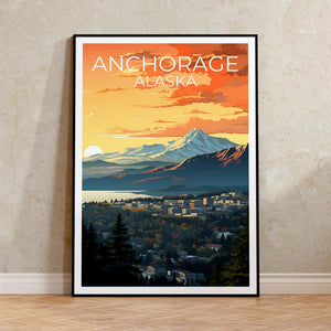 Anchorage Travel Poster, Alaska Wall Art, Alaska Print, Anchorage Poster, Alaska Poster, City Poster, Anchorage Art