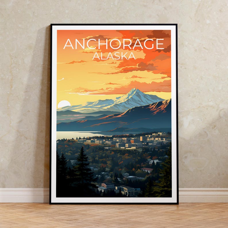 Anchorage Travel Poster, Alaska Wall Art, Alaska Print, Anchorage Poster, Alaska Poster, City Poster, Anchorage Art