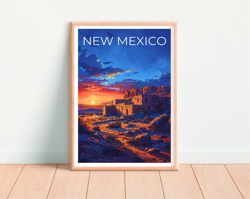 Affiche du Nouveau-Mexique, Impression du Nouveau-Mexique, Art Pueblo, Impression Pueblo, Affiche de voyage du Nouveau-Mexique, Affiche Pueblo du Nouveau-Mexique, Art mural du Nouveau-Mexique