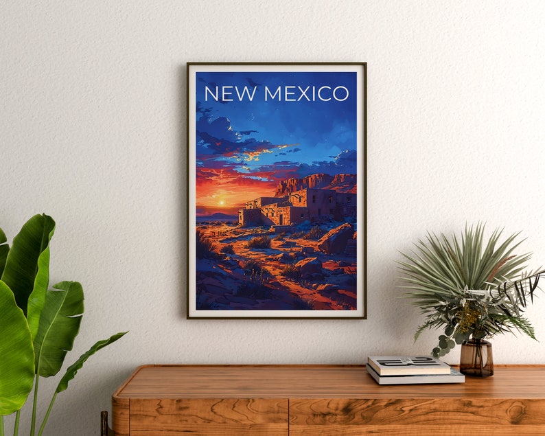 Affiche du Nouveau-Mexique, Impression du Nouveau-Mexique, Art Pueblo, Impression Pueblo, Affiche de voyage du Nouveau-Mexique, Affiche Pueblo du Nouveau-Mexique, Art mural du Nouveau-Mexique