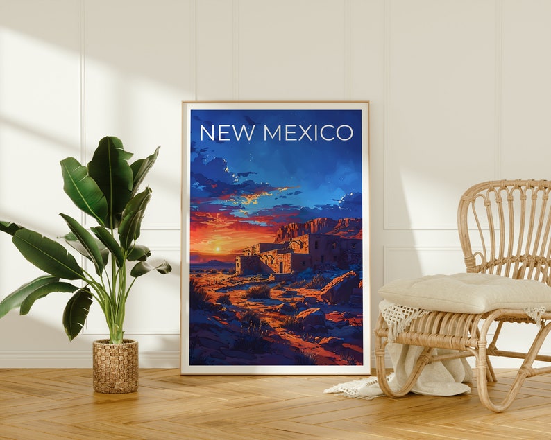 Affiche du Nouveau-Mexique, Impression du Nouveau-Mexique, Art Pueblo, Impression Pueblo, Affiche de voyage du Nouveau-Mexique, Affiche Pueblo du Nouveau-Mexique, Art mural du Nouveau-Mexique