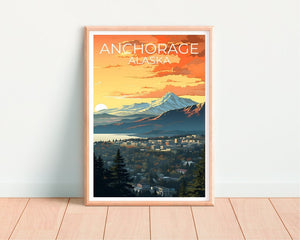 Anchorage Travel Poster, Alaska Wall Art, Alaska Print, Anchorage Poster, Alaska Poster, City Poster, Anchorage Art