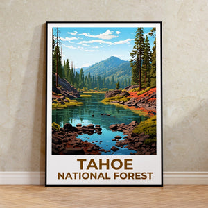 Tahoe National Forest Travel Poster, California Wall Art, California Print, Tahoe National Forest Poster, California Poster