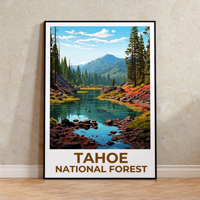Tahoe National Forest Travel Poster, California Wall Art, California Print, Tahoe National Forest Poster, California Poster
