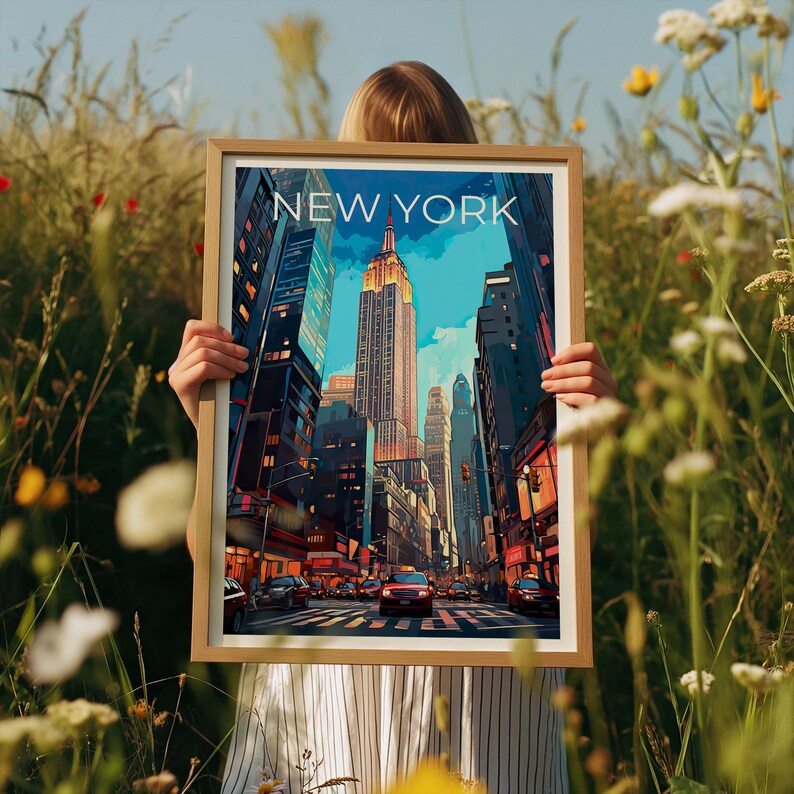 New York City Poster, Manhattan Print, New York Poster, Empire State Building Print, NYC Travel Poster, Downtown Poster, NY Art