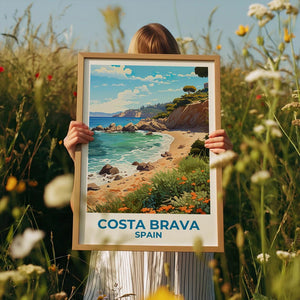 Costa Brava Travel Print, Spain Poster, Beach Wall Art, Coast Illustration, Costa Brava Poster, Home Decor, Birthday Gift