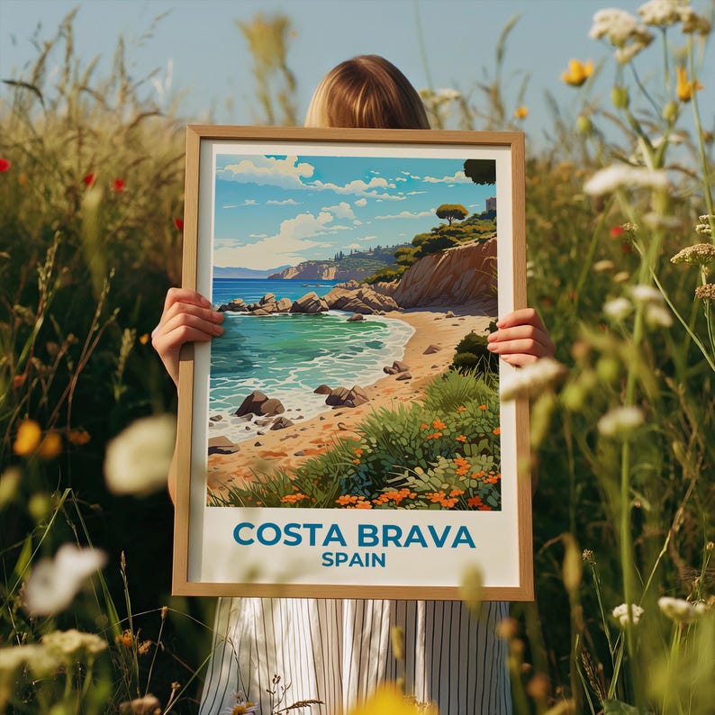 Costa Brava Travel Print, Spain Poster, Beach Wall Art, Coast Illustration, Costa Brava Poster, Home Decor, Birthday Gift