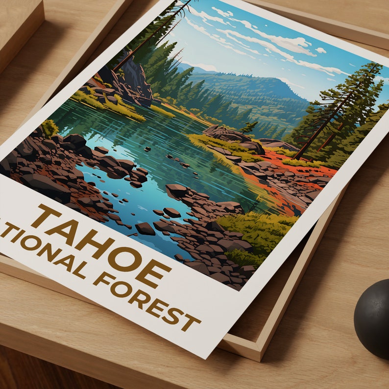 Tahoe National Forest Travel Poster, California Wall Art, California Print, Tahoe National Forest Poster, California Poster