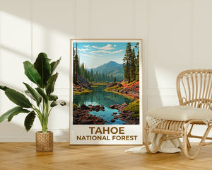 Tahoe National Forest Travel Poster, California Wall Art, California Print, Tahoe National Forest Poster, California Poster