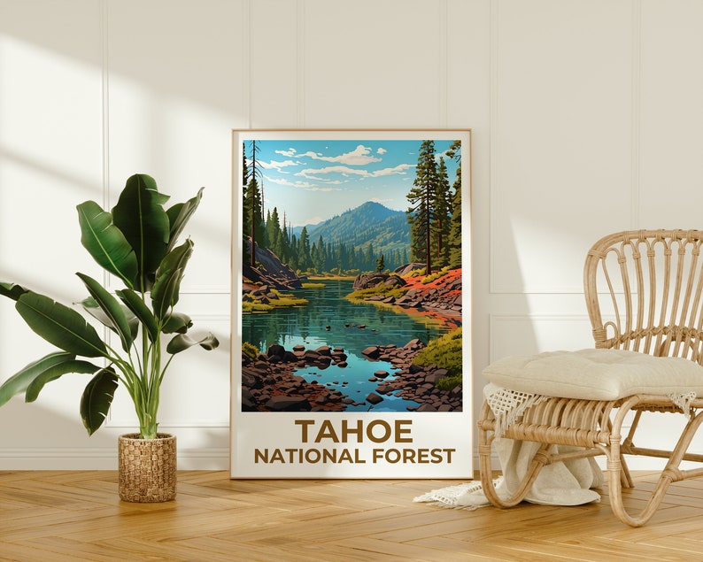 Tahoe National Forest Travel Poster, California Wall Art, California Print, Tahoe National Forest Poster, California Poster