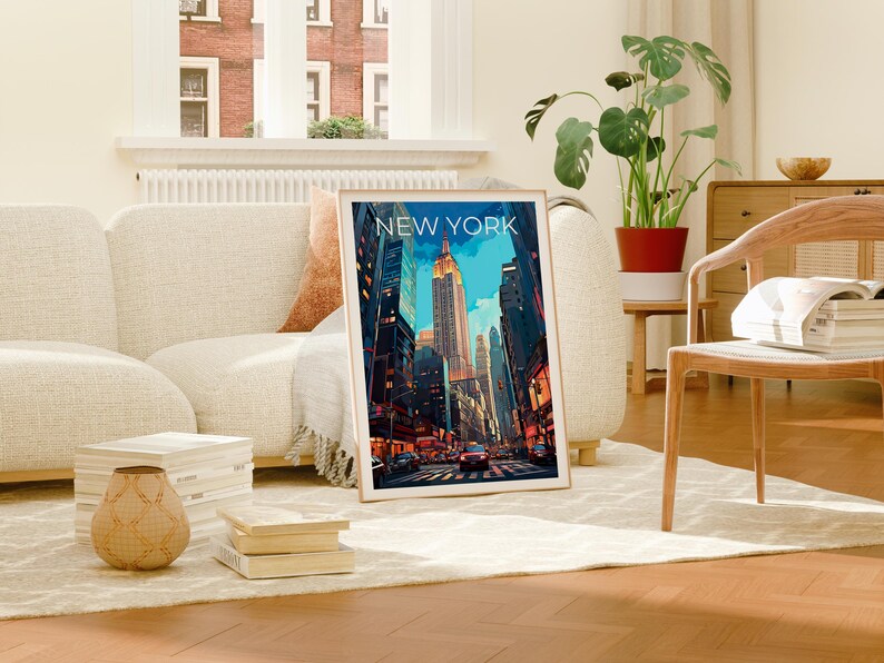 New York City Poster, Manhattan Print, New York Poster, Empire State Building Print, NYC Travel Poster, Downtown Poster, NY Art