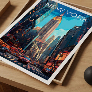 New York City Poster, Manhattan Print, New York Poster, Empire State Building Print, NYC Travel Poster, Downtown Poster, NY Art