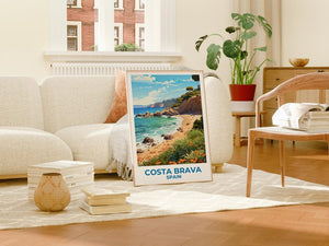 Costa Brava Travel Print, Spain Poster, Beach Wall Art, Coast Illustration, Costa Brava Poster, Home Decor, Birthday Gift