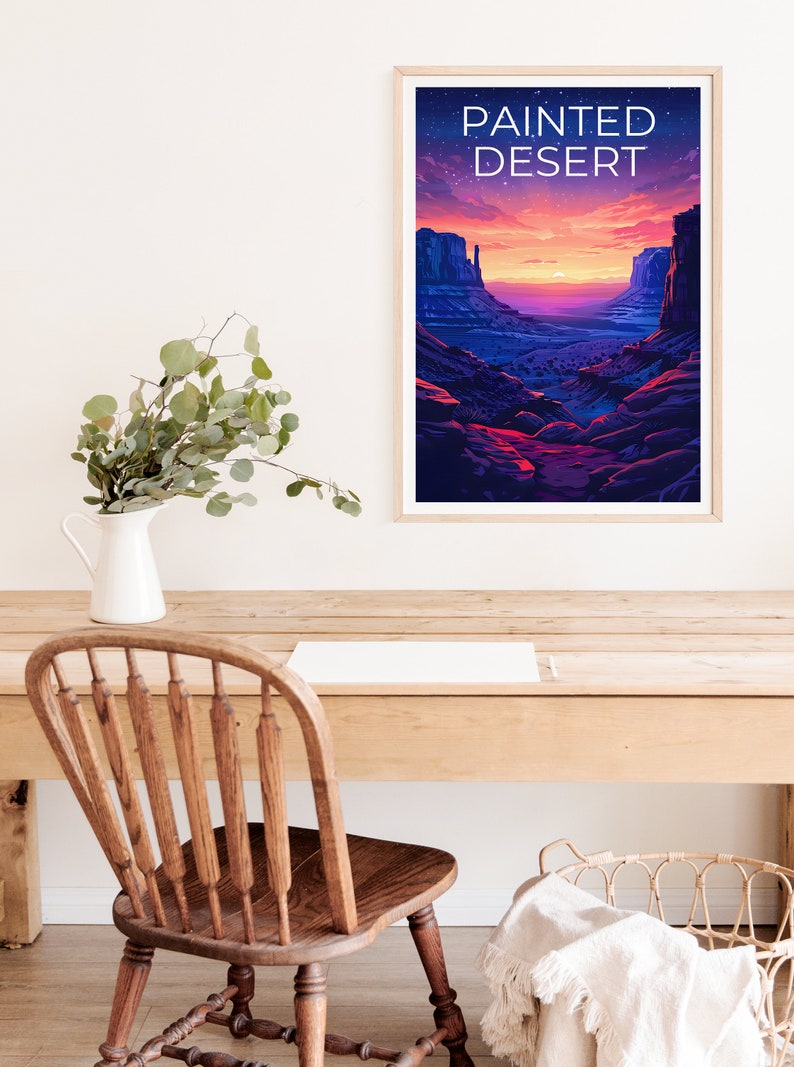Affiche du désert peint, impression de l'Arizona, affiche de l'Arizona, impression du désert peint, affiche de voyage en Arizona, art du désert, art du désert peint
