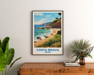 Costa Brava Travel Print, Spain Poster, Beach Wall Art, Coast Illustration, Costa Brava Poster, Home Decor, Birthday Gift