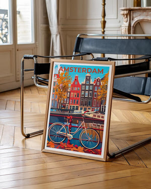 Amsterdam Poster, Netherlands Travel Print, Holland Art, Amsterdam Bicycle Poster, Scenic Wall Art, Home Decor, Birthday Gift