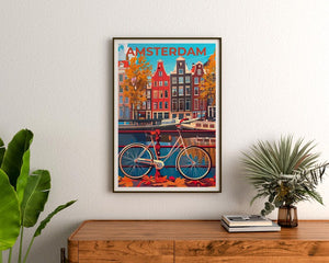Amsterdam Poster, Netherlands Travel Print, Holland Art, Amsterdam Bicycle Poster, Scenic Wall Art, Home Decor, Birthday Gift