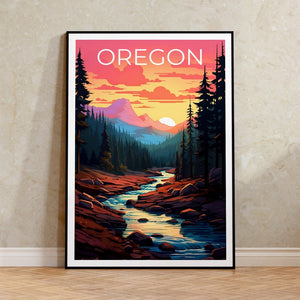 Affiche de l'Oregon, Impression de l'Oregon, Affiche de la forêt nationale de Deschutes, Affiche de la forêt, Impression de la forêt, Art de l'Oregon