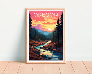 Affiche de l'Oregon, Impression de l'Oregon, Affiche de la forêt nationale de Deschutes, Affiche de la forêt, Impression de la forêt, Art de l'Oregon