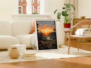 Affiche de voyage de Yellowstone, art mural du Wyoming, impression du Wyoming, affiche de Yellowstone, affiche du Wyoming, affiche de la ville, art de Yellowstone