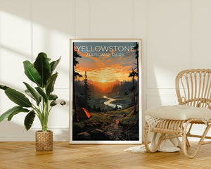 Affiche de voyage de Yellowstone, art mural du Wyoming, impression du Wyoming, affiche de Yellowstone, affiche du Wyoming, affiche de la ville, art de Yellowstone