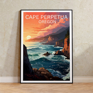 Cape Perpetua Travel Poster, Oregon Wall Art, Oregon Print, Cape Perpetua Poster, Oregon, Nature Poster, Cape Perpetua Art