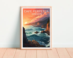 Cape Perpetua Travel Poster, Oregon Wall Art, Oregon Print, Cape Perpetua Poster, Oregon, Nature Poster, Cape Perpetua Art