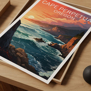 Cape Perpetua Travel Poster, Oregon Wall Art, Oregon Print, Cape Perpetua Poster, Oregon, Nature Poster, Cape Perpetua Art