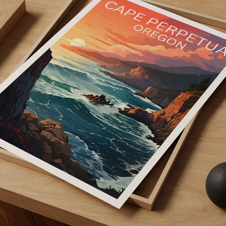 Cape Perpetua Travel Poster, Oregon Wall Art, Oregon Print, Cape Perpetua Poster, Oregon, Nature Poster, Cape Perpetua Art