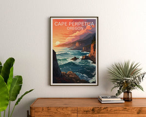 Cape Perpetua Travel Poster, Oregon Wall Art, Oregon Print, Cape Perpetua Poster, Oregon, Nature Poster, Cape Perpetua Art