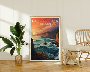 Cape Perpetua Travel Poster, Oregon Wall Art, Oregon Print, Cape Perpetua Poster, Oregon, Nature Poster, Cape Perpetua Art