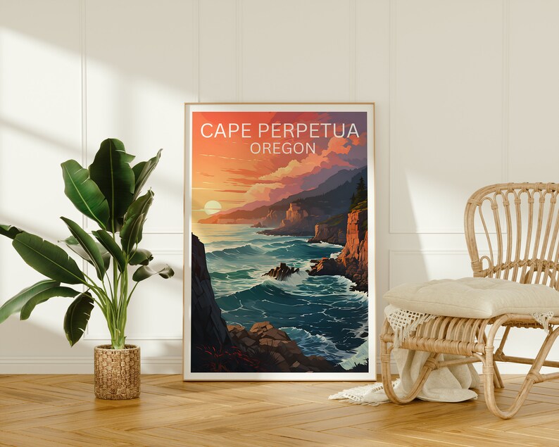 Cape Perpetua Travel Poster, Oregon Wall Art, Oregon Print, Cape Perpetua Poster, Oregon, Nature Poster, Cape Perpetua Art
