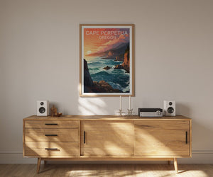 Cape Perpetua Travel Poster, Oregon Wall Art, Oregon Print, Cape Perpetua Poster, Oregon, Nature Poster, Cape Perpetua Art