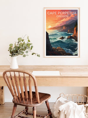 Cape Perpetua Travel Poster, Oregon Wall Art, Oregon Print, Cape Perpetua Poster, Oregon, Nature Poster, Cape Perpetua Art