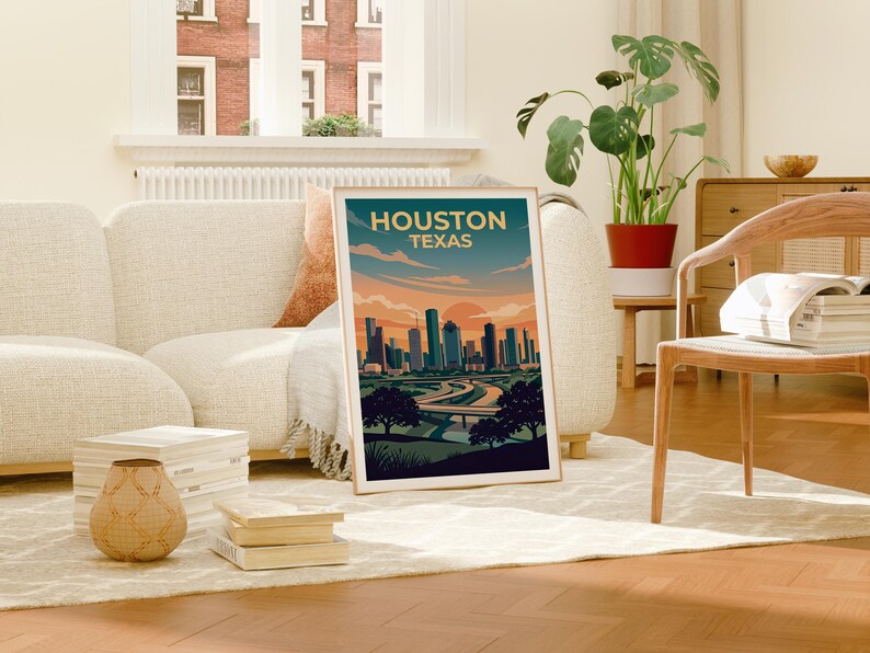 Houston Texas Poster - Downtown Skyline Wall Art Print