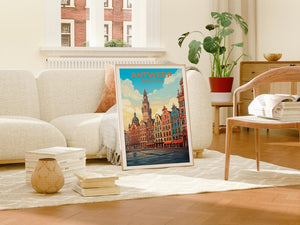 Antwerp Travel Print Belgium Poster European City Wall Art Grote Markt Illustration Antwerp Poster Home Decor Birthday Gift