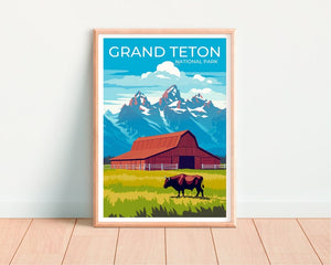 Affiche du parc national de Grand Teton, art mural de Grand Teton, impression de Grand Teton, affiche du Wyoming, art de Grand Teton, art d'affiche, décoration murale