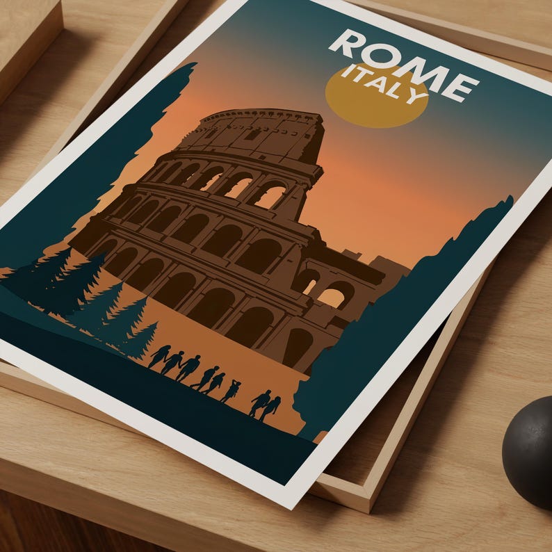 Roman Colosseum Poster - Italy Landmark Wall Art Print
