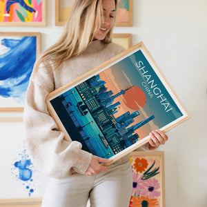 Shanghai Travel Poster - Modern Asian Cityscape Artwork