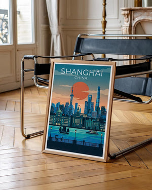 Shanghai Travel Poster - Modern Asian Cityscape Artwork
