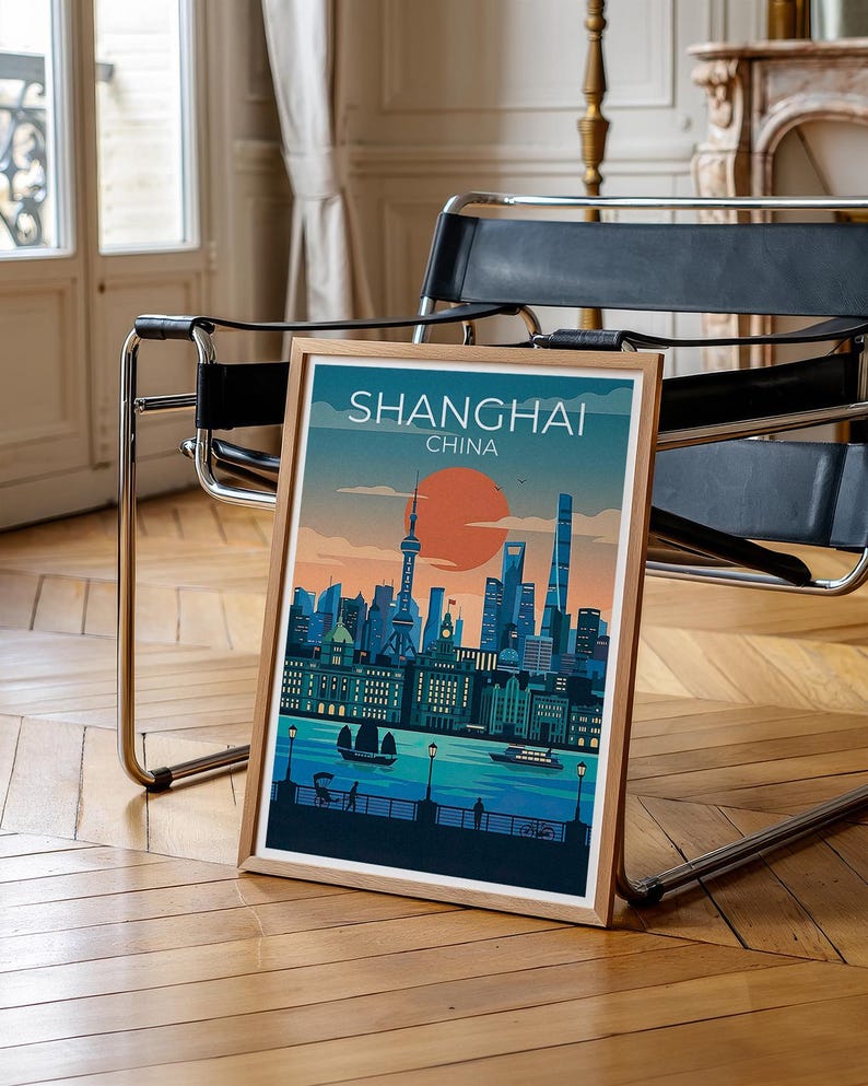 Shanghai Travel Poster - Modern Asian Cityscape Artwork
