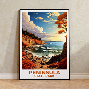 Peninsula State Park Travel Poster, Wisconsin Wall Art, Wisconsin Print, Peninsula State Park Poster, Wisconsin Poster