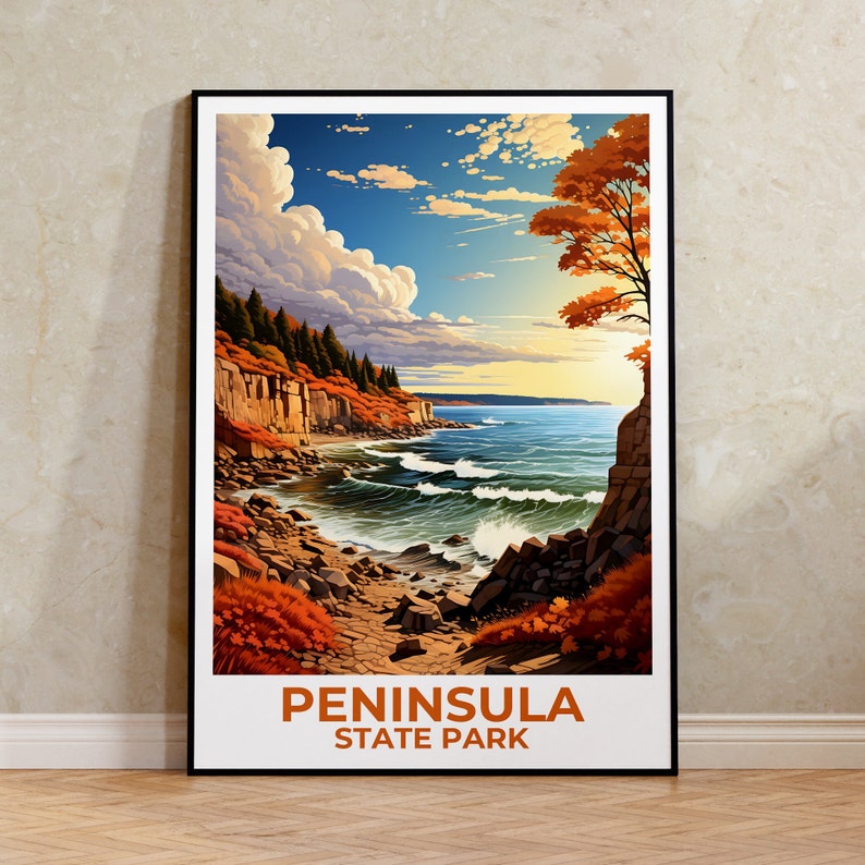 Peninsula State Park Travel Poster, Wisconsin Wall Art, Wisconsin Print, Peninsula State Park Poster, Wisconsin Poster