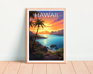 Hawaii Travel Poster, Maui Wall Art, Coast Print, Maui Poster, Hawaii Poster, Tropical Island Print, Hawaii Print